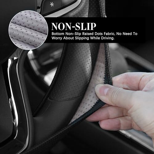 Premium Leather Steering Wheel Cover Compatible with Toyota Tacoma 4Runner Tundra TRD Camry Rav4 Cars, Universal Fit 14-15 Inch, Breathable, Comfortable Grip, Lightweight, Easy Install Accessory - color: Tri-color Yellow