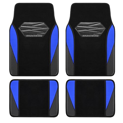 Skechers Car Floor Mats,Waterproof Universal Fit Car Mats,Faux Leather Car Floor Mats,Carbon Floor Mats for Cars with Anti-Slip Skechers Heel Pad Fit for SUV,Vans,Sedans,Trucks,Blue