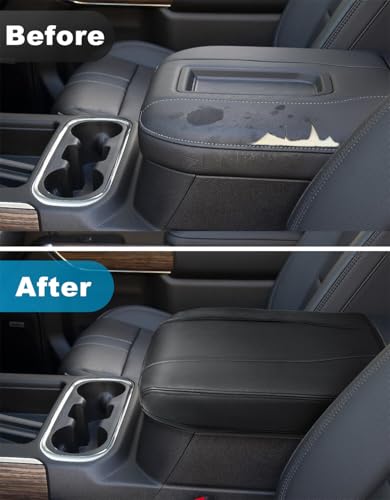 Center Console Armrest Cover for Chevy Silverado & GMC Sierra 2019-2026, Yukon & Tahoe & Suburban 2021-2026, Floor Console Bucket Seat Only, Vinyl Middle Console Cover, Scratchproof, Black - color: Black Full Cover