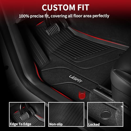 LASFIT 6PCS Floor Mats for Tesla Model Y 2025 2024 2023-2020 5 Seater (Not Fit 7 Seater, Not Fit Juniper), All Weather TPE Custom Fit Floor Liners with Full Set Car Mats & Trunk Mats Accessories
