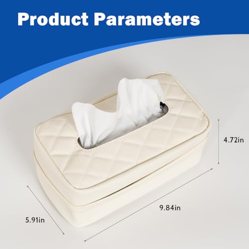 Car Tissue Holder, Standard PU Leather Napkin Organizer for Backseat, Extra Large Fits 120-150 Tissues per Box, 9.84'' x 3.94'' x 5.51'' (Beige) - color: Beige