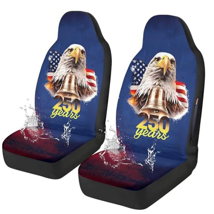 Eagle American Flag Print 2 Pcs Car Front Seat Cover, 250th Anniversary Non-Slip Car Front Seat Covers Airbag Compatible, Universal Fits Auto Interior Accessories for Most Cars SUV Truck - color: Blue - Eagle American Flag 250th Anniversary