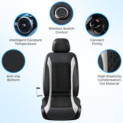 Coverado Upgraded Cooling Car Seat Cover, 12V-24V Ventilated Car Seat Cushion with 8 Fans, Cooled Seat Cover for Car SUV Truck Universal Fit,Dual car Ports + A+C USB Ports Fashion Gray - color: Gray