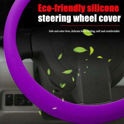 JDDRY Car Steering Wheel Cover,Silicone Steering Wheel Protector,Universal Fit Automotive Steering Wheel Cover,Steering Wheel Protective Cover(Purple,1PC) - color: Purple