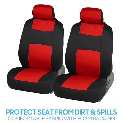 BDK PolyPro Car Seat Covers Full Set in Red on Black – Front and Rear Split Bench Seat Covers for Cars, Easy to Install Car Seat Cover Set, Car Accessories for Auto Trucks Van SUV - color: Red
