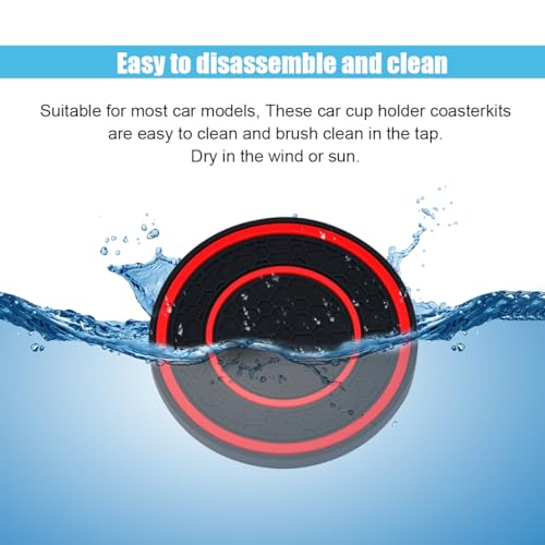 2PCS Car Cup Holder Coasters, 2.75 Inch Auto Non-Slip Anti Dust Cup Mats, Console Cup Holder Insert Coaster Auto Insulated Mats, Universal Interior Accessories for Most Cars (Red) - color: Red