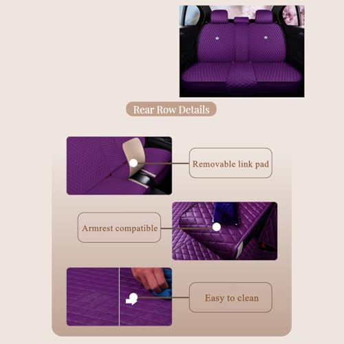 Red Rain Purple Car Seat Cover Full Set Universal Leather Front and Rear Seat Covers Auto Seat Covers (AA-Purple) - color: AA-Purple