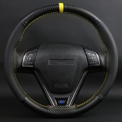 Elegant Steering Wheel kit Wrap, Matte Carbon Steering Wheel Cover and Microfiber Leather, Hand Stitched, Universal Size with Centering Mark.Yellow - color: Yellow Thread