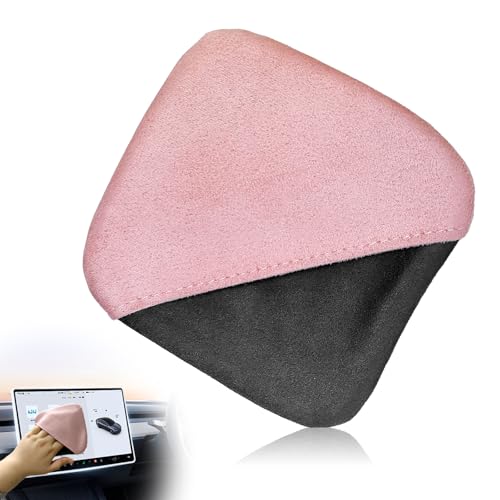 Car Screen Cleaner, Car Accessories Car Screen Wipes, Microfiber Auto Screen Cleaning Pad, Touch Screen Cleaner for Car, Fit for Car Dashboard LCD Display Interior Car Accessories(Pink gray) - color: Pink