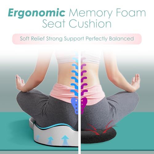 Seat Cushion for Truck Driver, Extra Large Memory Foam Car Seat Cushions for Long Driving - Orthopedic Sciatica Ease and Tailbone Pain Relief, Comfort Support for Road Trip Essentials