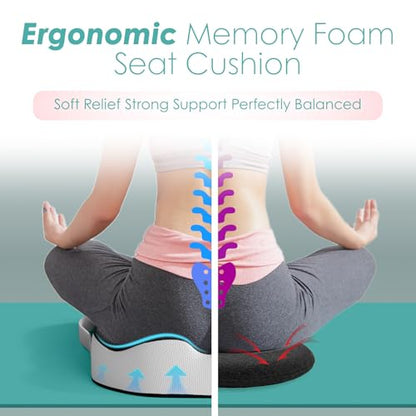 Seat Cushion for Truck Driver, Extra Large Memory Foam Car Seat Cushions for Long Driving - Orthopedic Sciatica Ease and Tailbone Pain Relief, Comfort Support for Road Trip Essentials