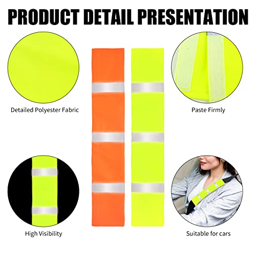 DOSTATNI 2 Packs Yellow High Visibility Safety Seat Belt Cover Reflective Seat Belt Covers Neon Green Seat Belt Cover for Cars Trucks Seat Belt Compliance 17.7” x 2.7”