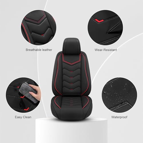 Car Seat Cover for KIA Soul 2010-2025, Driver's Seat Covers,Non-Slip Waterproof seat Cover,Wear-Resistant Nappa Leather car seat Covers. (Standard 2 Seats/Black) - color: Black, size: Standard 2 Seats