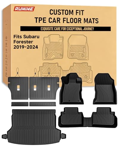 Floor Mats for Subaru Forester 2019-2024 Carbon Fiber Accessories,TPE All Weather Protection Floor Mats,Custom Fit Car Floor Liners Set - size: Subaru Forester 2019-2024