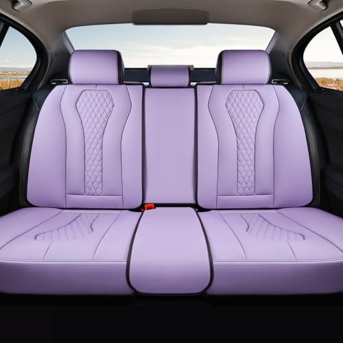 Coverado Purple Car Seat Covers, Back Car Seat Cover, Leather Seat Cover, 3-Pieces Car Seat Cushion, Luxury Seat Cover Seat Protector Universal Fit Most Cars Trucks SUV - color: Purple