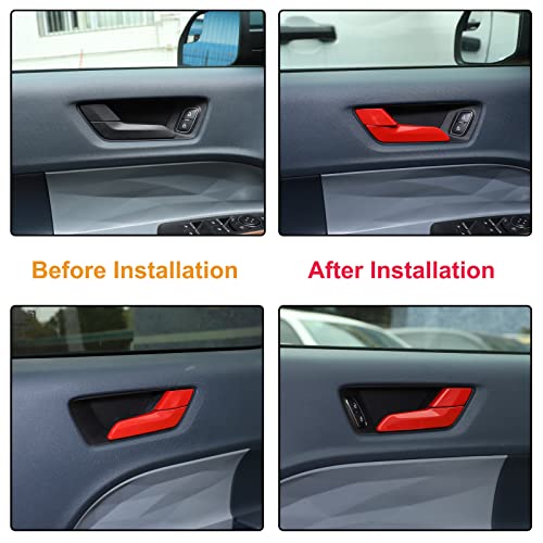 Aunginsy 8Pcs Car Inner Door Handle Switch Panel Trim Cover Compatible with Ford Maverick 2022-2025 Pickup Front Rear Door Handle Bowl Frame Panel Protector Decorative Sticker ABS Interior Accessories - color: Red