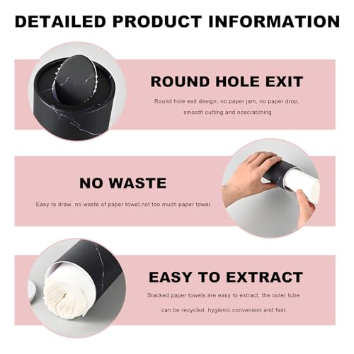 4 PCS Car Tissue Holder, Refillable Round Napkins Containers with Papers Inside, Convenient Travel Tissue Tubes Facial Paper Towel Cylinders for Vehicle Cup Holders (Black) - color: Black