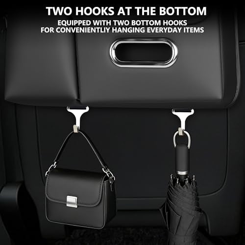 Upgrade Seat Back Organizer for Car – PU Leather Multi-Pocket Hanging Storage Bag with Bottle Holder & Travel Tidy Pouch Pocket Kids, Tissue Holder Large-Capacity Backseat Organizer , Black 1PC - size: 1 PC