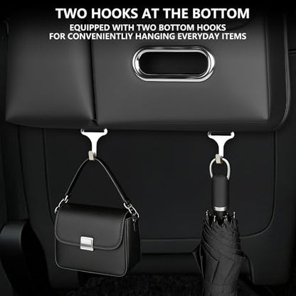 Upgrade Seat Back Organizer for Car – PU Leather Multi-Pocket Hanging Storage Bag with Bottle Holder & Travel Tidy Pouch Pocket Kids, Tissue Holder Large-Capacity Backseat Organizer , Black 2PCS - size: 2 PC