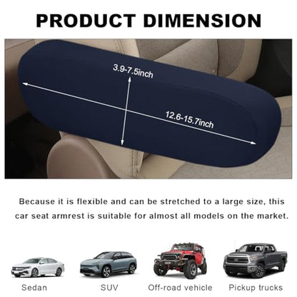 KVAEY 2 PCS Car Front Seat Armrest Covers, Elastic Fabric Stretch Car Seat Armrest Protectors, Soft Front Seat Armrest Cover Replacement, Universal Vehicle Accessories for Cars (Dark Blue) - color: Dark Blue