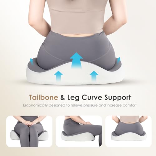 Car Seat Cushion & Lumbar Support Pillow & Car Neck Pillow Ergonomic and 100% Memory Foam, Upgraded Larger and Breathable Car Seat Cushion & Back Support Pillow - Gray - color: B-cushion&lumbar&neck Pillow-gray