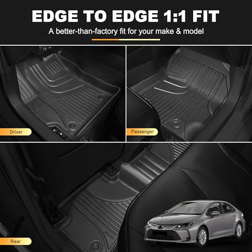 Floor Mats & Cargo Liners Compatible with 2020-2026 Toyota Corolla Sedan Floor Mats & Trunk Mat Set, All Weather TPE Floor Liners Cargo Mats (Not fit Hatchback Model) - style: 2020-2026 | For Toyota Corolla 1st & 2and Row & Cargo