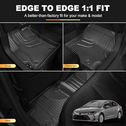 Floor Mats & Cargo Liners Compatible with 2020-2026 Toyota Corolla Sedan Floor Mats & Trunk Mat Set, All Weather TPE Floor Liners Cargo Mats (Not fit Hatchback Model) - style: 2020-2026 | For Toyota Corolla 1st & 2and Row & Cargo