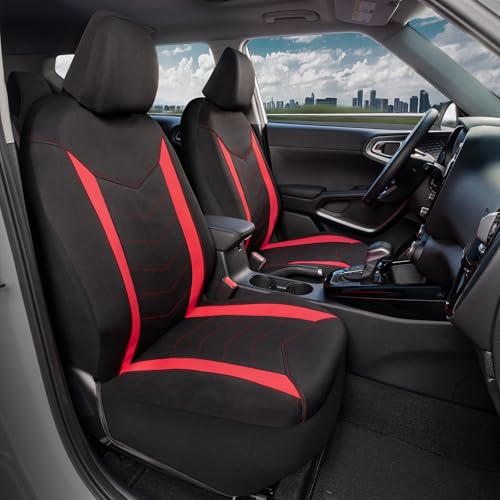 Motor Trend SpillGuard 2 Red Seat Covers for Cars & Seat Covers for Trucks - Neoprene Lining Waterproof Car Seat Covers Front Seats Only - SUV Seat Covers Protector - Forros para Asientos de Carro - color: Red, size: Front Seat Covers