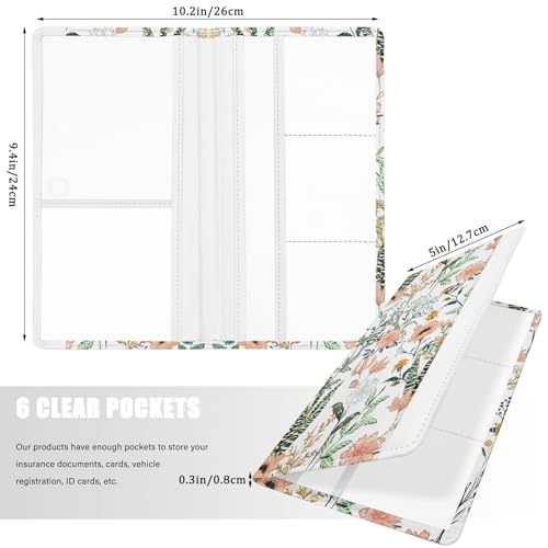 Car Registration and Insurance Holder, with Magnetic Closure for License, Cards and Documents, All Vehicle Needs and Car Accessories (Flower and Grass) - color: Flower and Grass