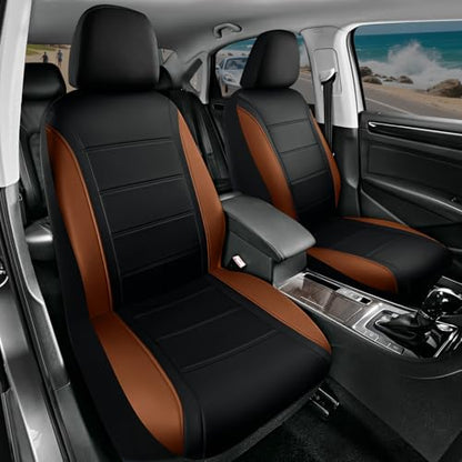Road Comforts Leather Seat Covers, Breathable Car Seat Covers Full Set for Men,Airbag Compatible, Automotive Seat Covers Set Universal Fit Most Cars,Vans,Truck,SUV - color: Brown Full Set
