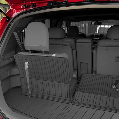 Custom for 2008-2013 Toyota Highlander Cargo Mats Trunk Liner and 3rd Rear Seat Backrest Mat All Weather TPE Protection Mat Accessories (for 2008-2013 Toyota Highlander) - color: for 2008-2013 Toyota Highlander