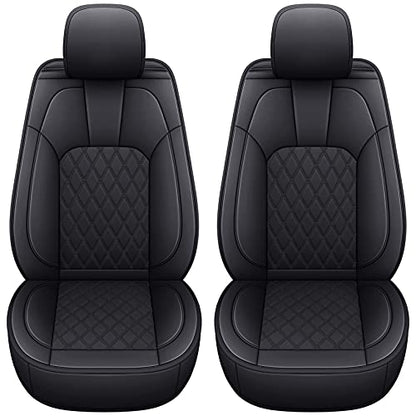 LUCKYMAN CLUB 2022-2026 Tundra Pickup Trucks Car Seat Covers X05-T3-2 Front-only, Fit Crew/Crewmax/Extended/Double/Regular Cab with Water Proof Faux Leather (Black Front) - color: Black, size: 2022-2026 Front Pair