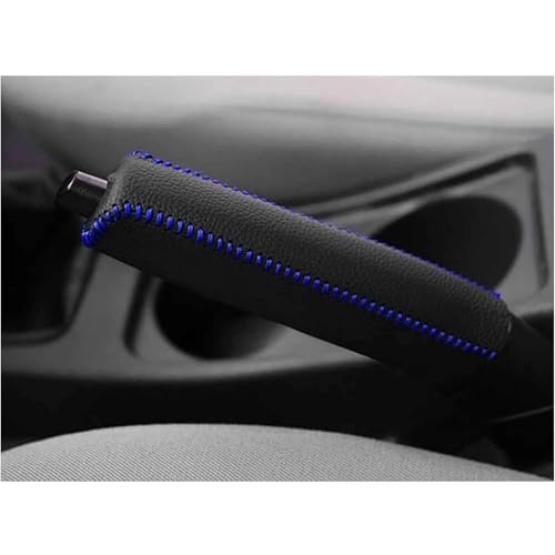 Car Handbrake Guard Cover for Honda Accord 2010-2017 LX/EX, Leather Hand-Stitched Anti-Slip Wear-Resistant Grip Protective Sleeve Durable Interior Accessories, Black-Blue Line - color: Black-blue Line