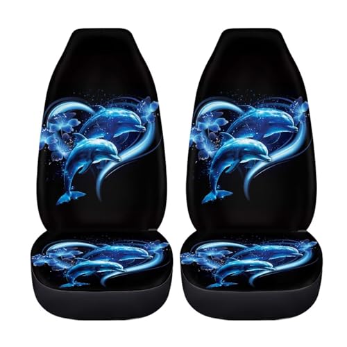 Blue Dolphin Car Front Seat Covers 2 Pack Polyester Automotive Seat Protectors Soft & Breathable, Vehicle Interior Accessories for Most Cars