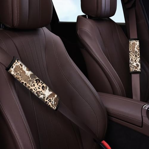 Dolyues Cheetah Seat Belt Cushion Shoulder Strap Cow Leopard Print Cute Seatbelt Covers for Women Universal Fit for SUV Truck Sedan Car Accessories 2 PCS - color: Cow Leopard Print