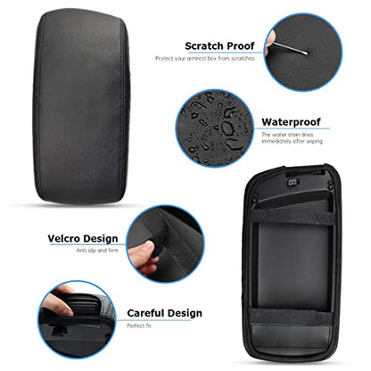 INTGET Car Center Console Armrest Cover for Kia Optima Accessories 2016 2017 2018 2019 2020 Leather Middle Console Arm Rest Box Lid Seat Cover Protector Cushion Saver (Black Stitches) - color: Black Stitches