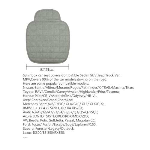 Linen Seat Cover for Car,2 Pack Bottom Seat Covers for Trucks, Car Seat Cushion,Pads,Mat,Protector Universal Fit Most Automotive[Gray Front Seat] - color: 2 Pack Grey