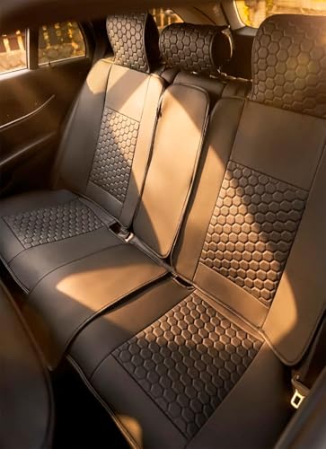 Eco-Leather Car Seat Cover - Luxury Universal Rear Seat Protector, Water-Resistant Faux Leather Automotive Interior Cover for Cars, SUVs, Trucks, Vans - Heated Seat Compatible (Black) - color: Black Back
