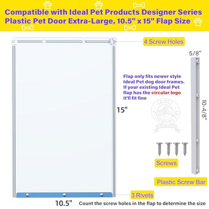 Dog Door Replacement Flaps - Extra Large Measures 10.5" x 15", Doggie Door Flap Compatible with Ideal Pet Products Designer Series Pet Door- Replacement Flap, Less Shrinkage, Weather Resistant