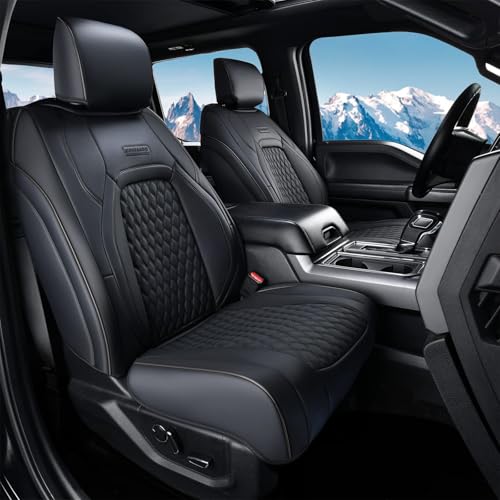 Coverado Seat Covers Dodge RAM 1500, Waterproof Leatherette Seat Covers for Car Compatible with 2009-2018 Dodge Ram 1500, 2010-2024 Ram 2500 3500 Dodge RAM Trucks, Curved Front/Black - color: Black, size: Curved Front&No Rear