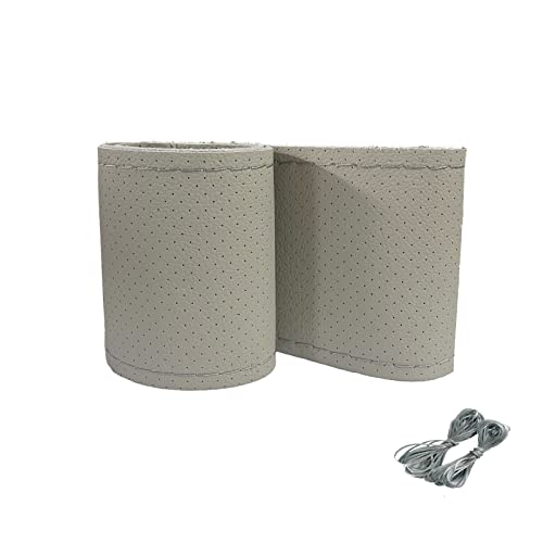 Onerbuy Universal Leather Car Steering Wheel Stitch On Wrap Cover DIY Sewing Breathable and Anti Slip, 15-Inch (Gray) - color: Gray