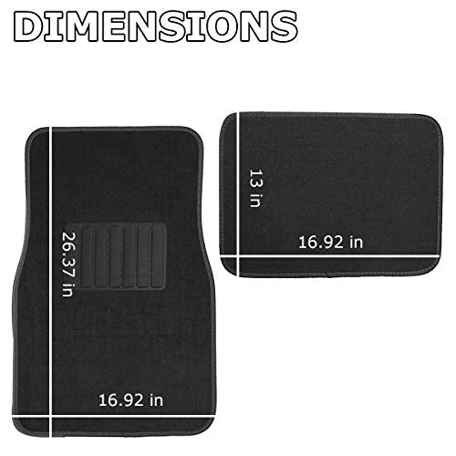 VaygWay Carpet Floor Mat for Car – Premium Quality 4 Piece Heavy Duty Set – Automotive Universal Fit Floor Mats for Cars, SUV, Truck w/Safety Heel Pad –Classic Black All Weather Rugs - style: Carpet Car Floor Mat