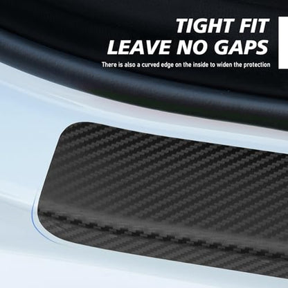 Car Door Sill Protector, 4D Carbon Fiber Flexible Flame Retardant PVC Rubber Plastic Trunk Side Door Threshold Anti Tread Stickers, Car Door Entry Guard Sill Protector for Most Car SUV Truck (Black)