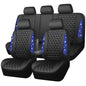 CAR PASS Bling Diamond Black Leather Car Seat Covers Full Set Interior Sets, Waterproof Shining Glitter Sparkly Crystal Universal Armrest Fit Automotive Truck SUV Cute Women Girl, Blue Rhinestone - color: Blue Rhinestone, size: Full Set