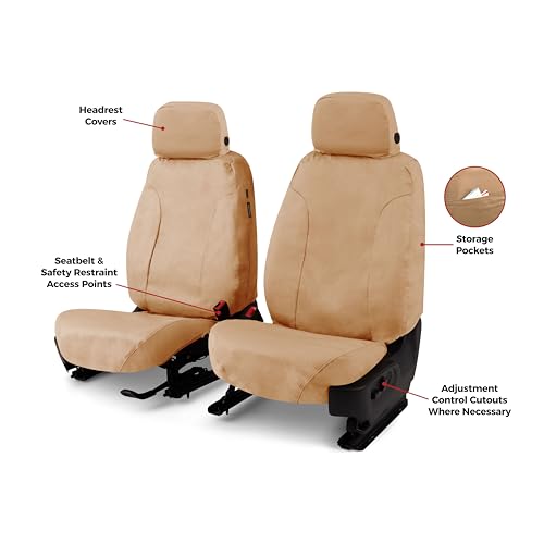 Covercraft Polycotton Custom Seat Covers | Fits 2023-2024 Kia Sportage | 1st Row Bucket Seats, Tan