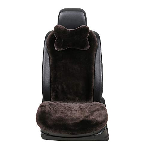 OGLAND 100% Natural Fur Sheepskin Universal car seat Covers for seat Cushion Accessories Automobiles (3 Pack Front, Teak) - color: Teak