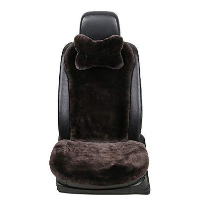 OGLAND 100% Natural Fur Sheepskin Universal car seat Covers for seat Cushion Accessories Automobiles (3 Pack Front, Teak) - color: Teak