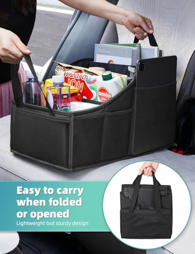 Car Seat Organizer Backseat Car Organizer with 4 Compartments, 4 Cup Holders and 7 Mesh Pockets for Front and Rear Seat, Black - color: Black