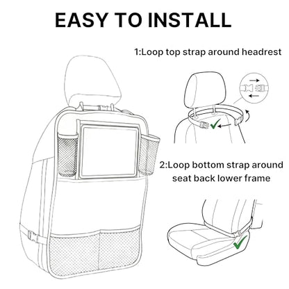 Backseat Car Organizer for Kids, Car Seat Organizer with 11” Touch Screen Tablet Holder, Rear Seat Storage Bag with Drink Pockets, Anti-Kick Seat Back Protector for Travel (Pink Rabbit)