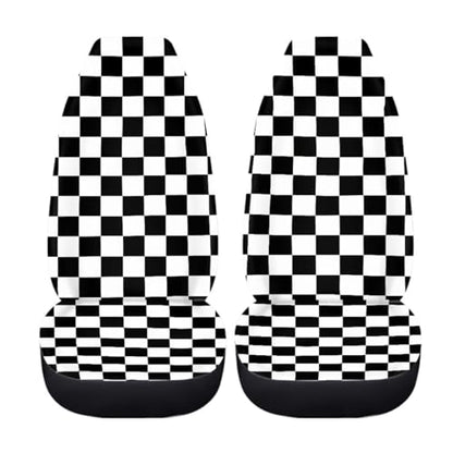 Pehede Car Seat Cover Black and White Chess Pattern Front for Cars, Easy to Install Cover Set, Accessories Auto Trucks Van SUV,2 Packs - color: Multi02